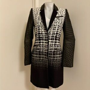 L.A.M.B Women's Black and White Leather Sleeve Coat sz 4